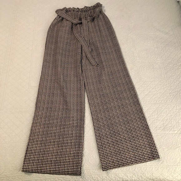 houndstooth paper bag high waisted wide leg pants. Women’s small. - Picture 1 of 8